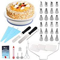 WisFox Cake Turntable- Torta Giratoria- Decoración de pasteles 24 Boquillas Torta giratoria- 2 piezas Espátula de…
